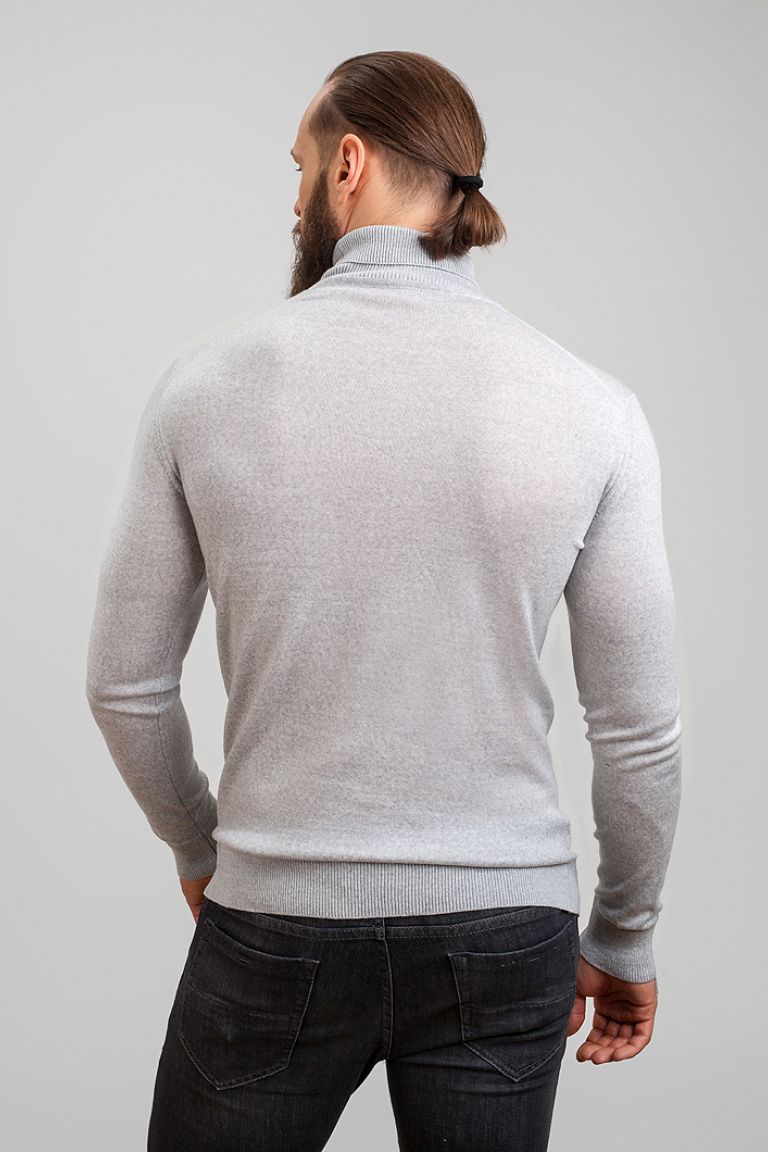 Viamaro Menswear  tartleneck light grey merino wool back